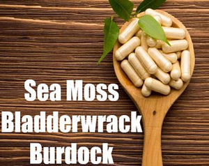 Irish Sea Moss/Bladder Wrack/Burdock Root Mixture, 100% Vegan "Earth Food"-15 Capsules